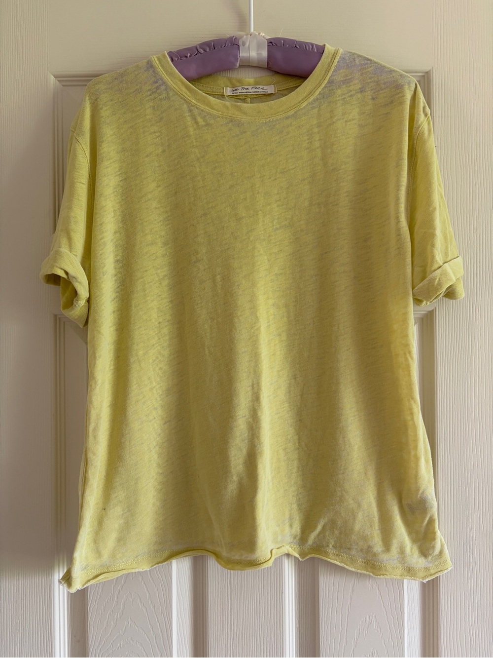 Free People We The Free Light Yellow Short Sleeve T-Shirt Women Size Small